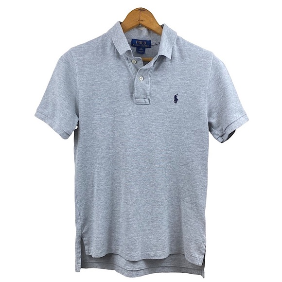 POLO Ralph Lauren Classic Cotton Mesh Polo Shirt Pony SS Heather Grey M 10-12 - Picture 5 of 15